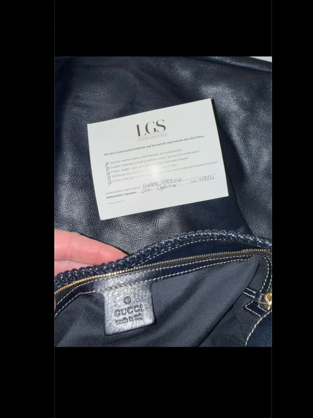 Gucci Navy Blue Horsebit Hobo Women’s Leather Hobo Bag with Gold Tone Hardware